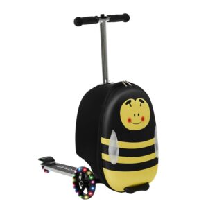 GoPowerBike - GoVoyage 3-Wheel Kids Luggage Scooter with Light-Up Wheels - Black