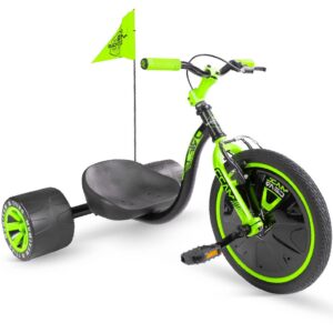 Drift Trike for Kids Ages 5+ – Big Wheel Ride-On with Adjustable Seat – Madd Gear - BLACK/GREEN