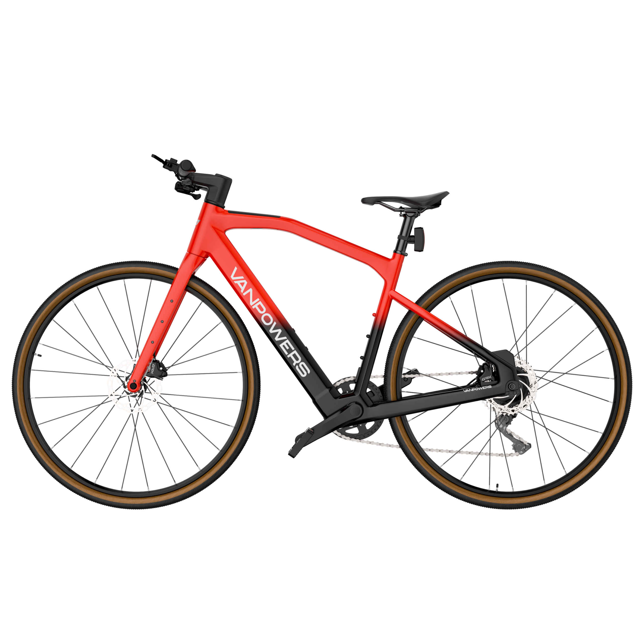 Vanpowers - UrbanCross Pro Lightweight 350W Hub-Motor Gravel E-Bike - Lava Red and Coke Black - Image 3