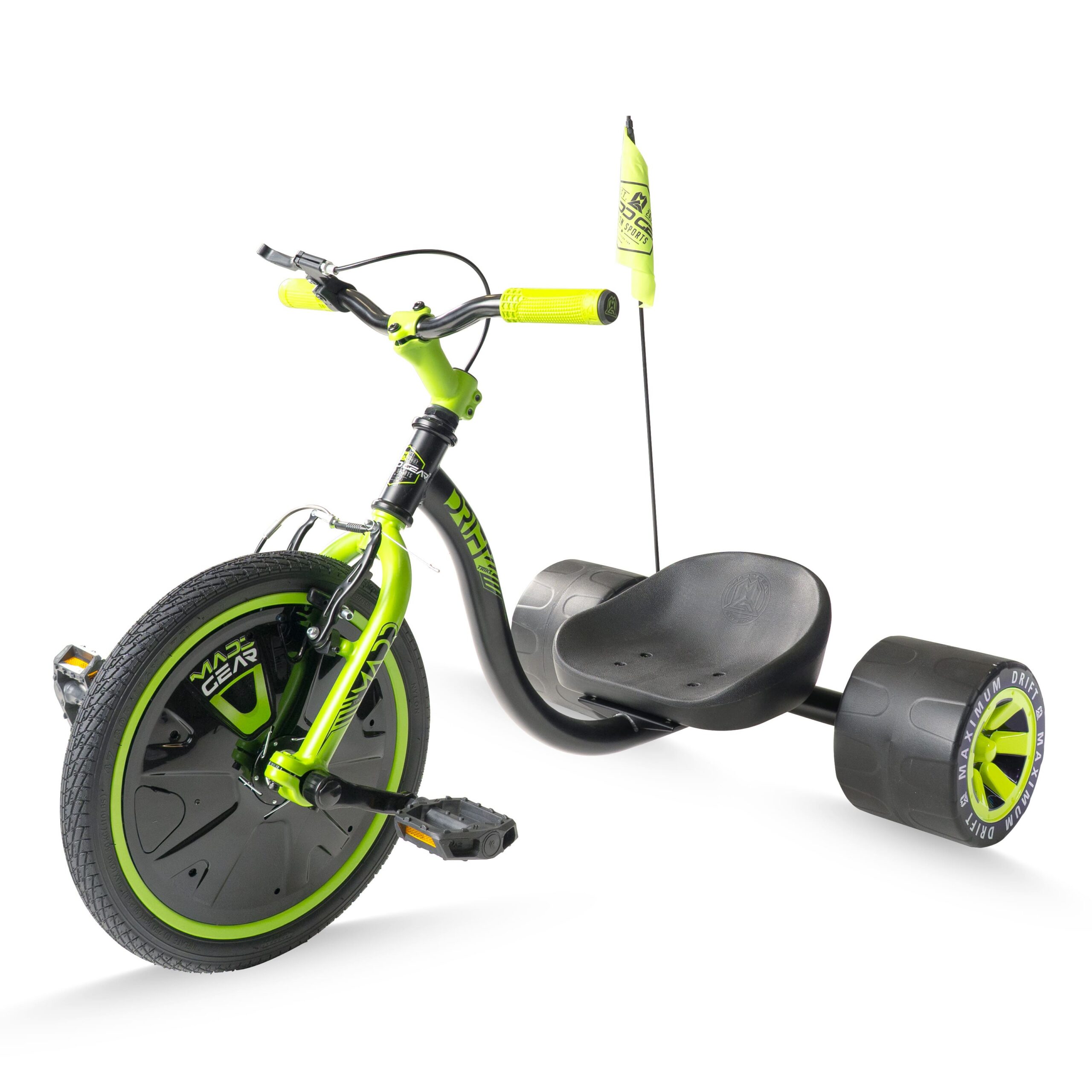 Drift Trike for Kids Ages 5+ – Big Wheel Ride-On with Adjustable Seat – Madd Gear - BLACK/GREEN - Image 2