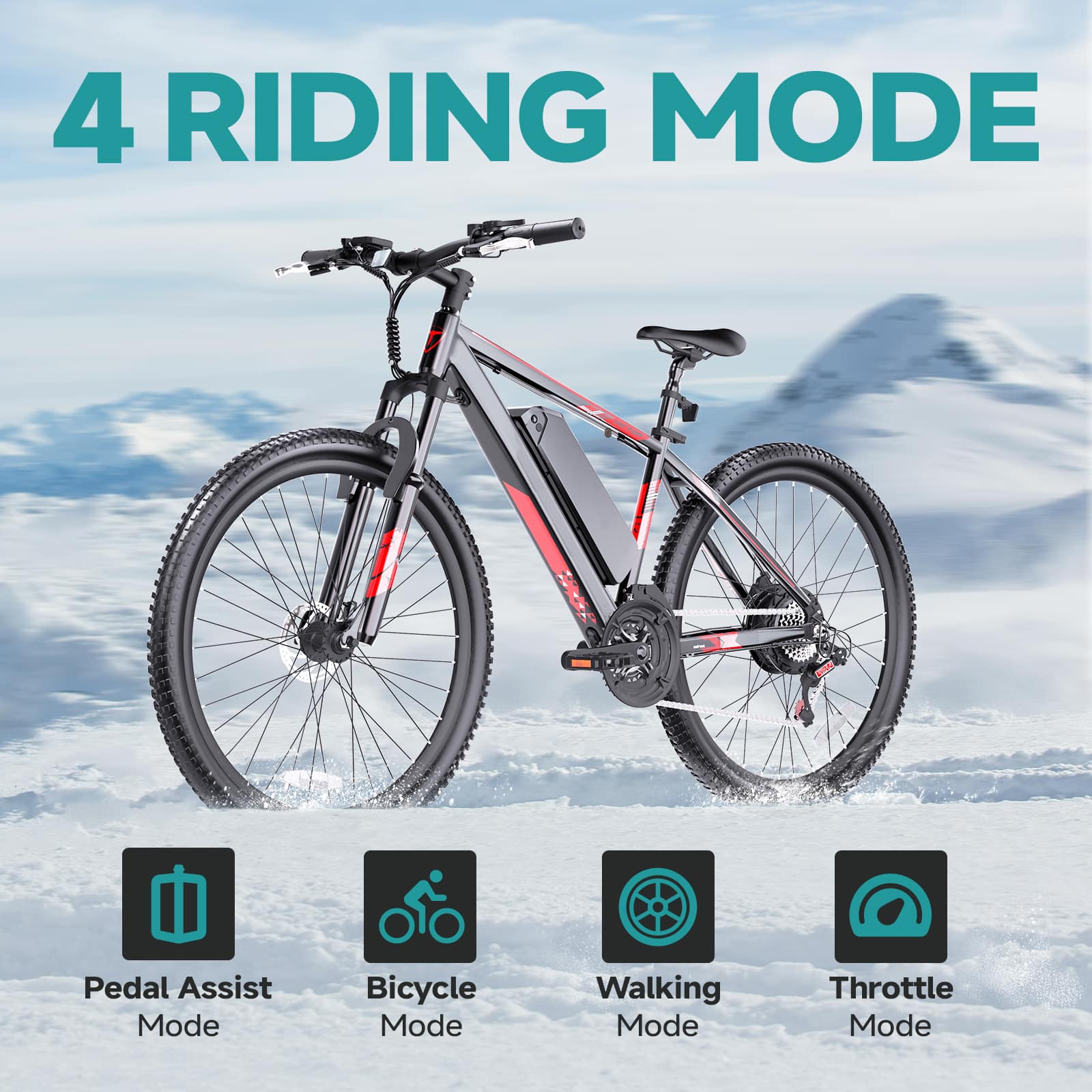 QNUT - VICTOR 2.0 PRO 26" Lightweight Electric Bike, Aluminum Frame, Commuter E-Bike with Disc Brakes - Red
