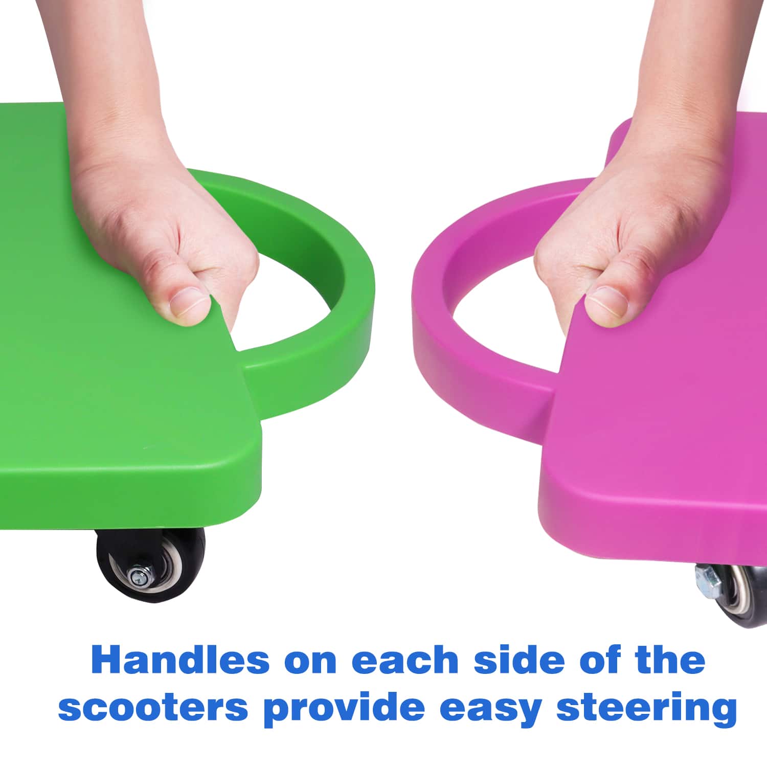 GSE Games & Sports Expert - Floor Scooter Board with Handles, Sitting Scooter for Kids Indoor Play, Fun Scoot Board(4 Colors, 4-Pack) - multi-color - Image 4