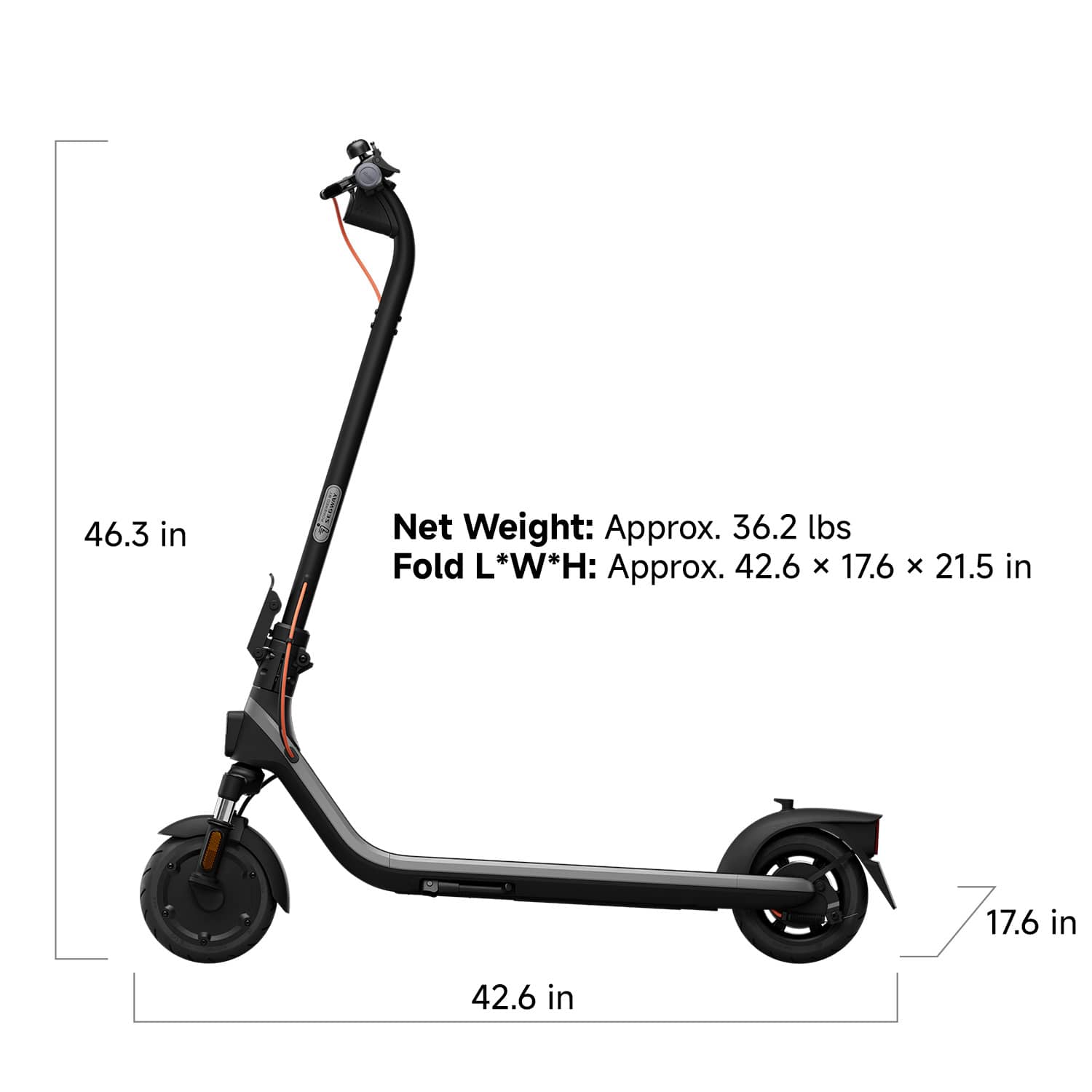 Segway - Ninebot E2 Plus II Electric Scooter, 15 mph Max Speed w/ 16 miles Max Range - Black - Image 4