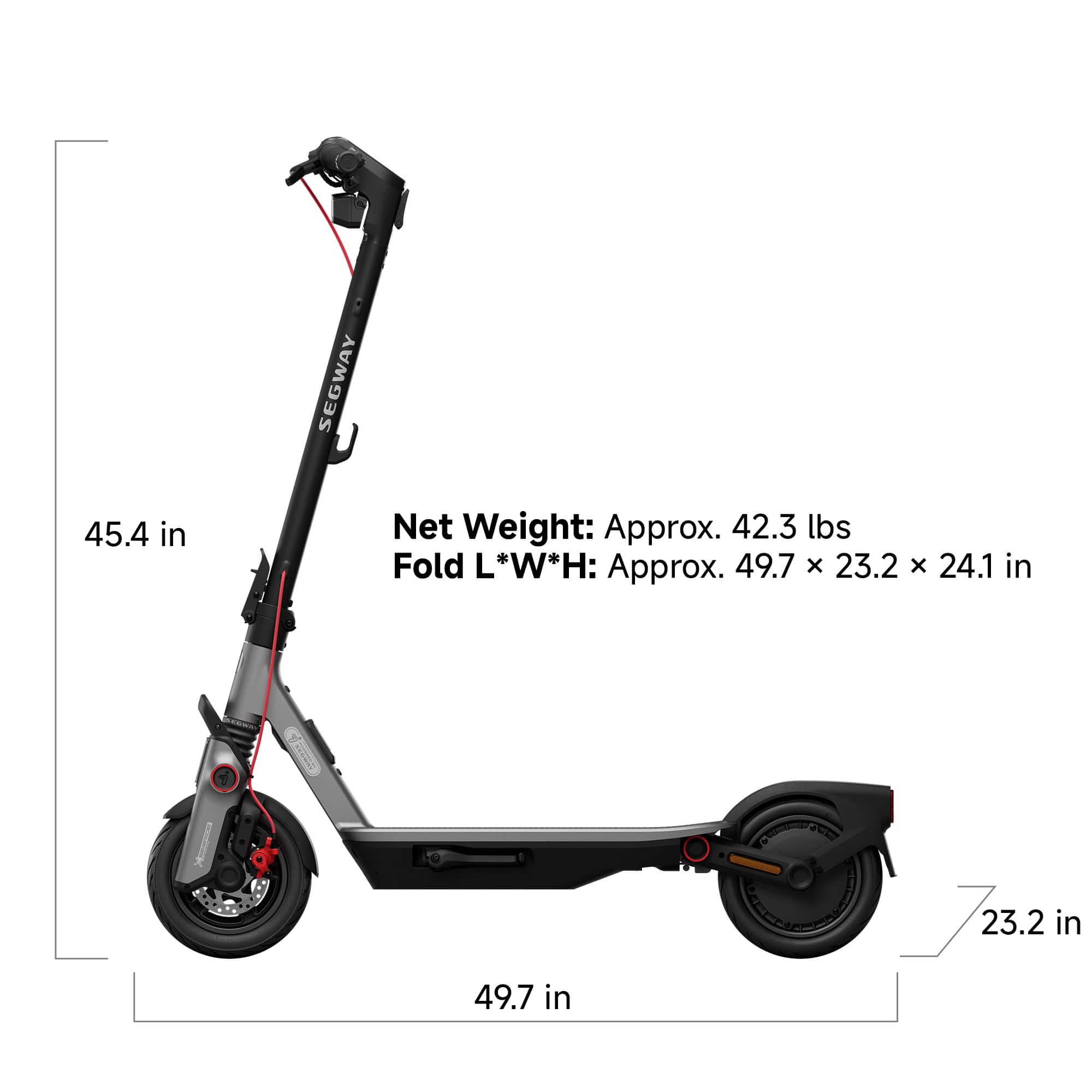 Segway - F3 Electric Scooter, w/ 44 miles Max Range & 20 mph Max Speed w/ 10-Inch Self-Sealing Tubeless Tires - Black - Image 4