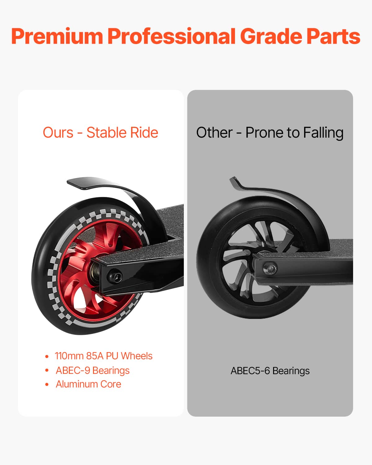 VEVOR - Stunt Scooter, Pro Complete Trick Scooters for Kids Ages 11-13 Years,Teens, Adults,Boys,and Girls,Freestyle Street Rider - Red, Black - Image 5