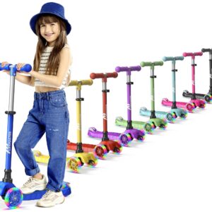 Bakken- Swiss - Lifemaster Kids 3-Wheel Scooter – LED Light-Up Wheels, Adjustable Handlebar, Indoor/Outdoor Use - Blue