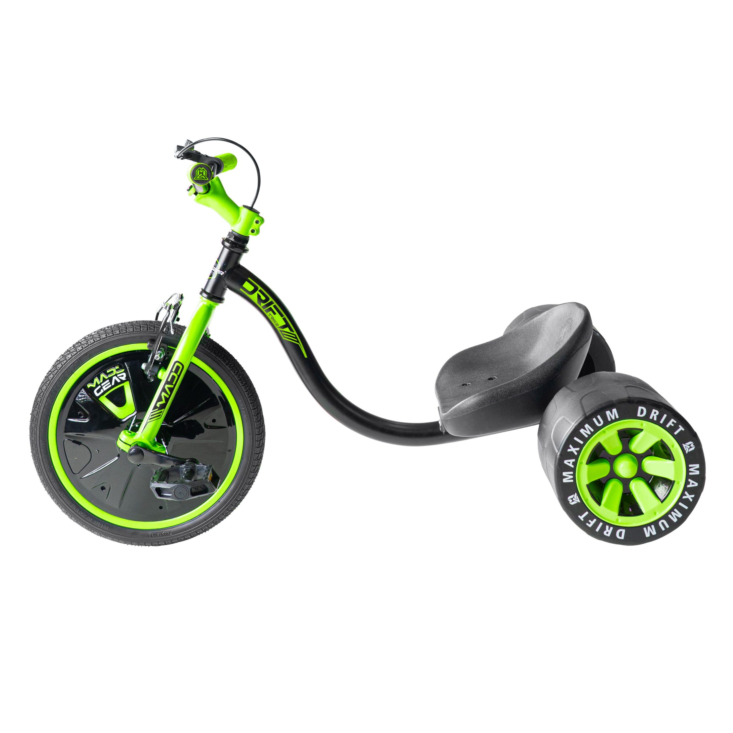 Drift Trike for Kids Ages 5+ – Big Wheel Ride-On with Adjustable Seat – Madd Gear - BLACK/GREEN - Image 3