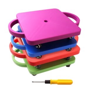 GSE Games & Sports Expert - Floor Scooter Board with Handles, Sitting Scooter for Kids Indoor Play, Fun Scoot Board(4 Colors, 4-Pack) - multi-color