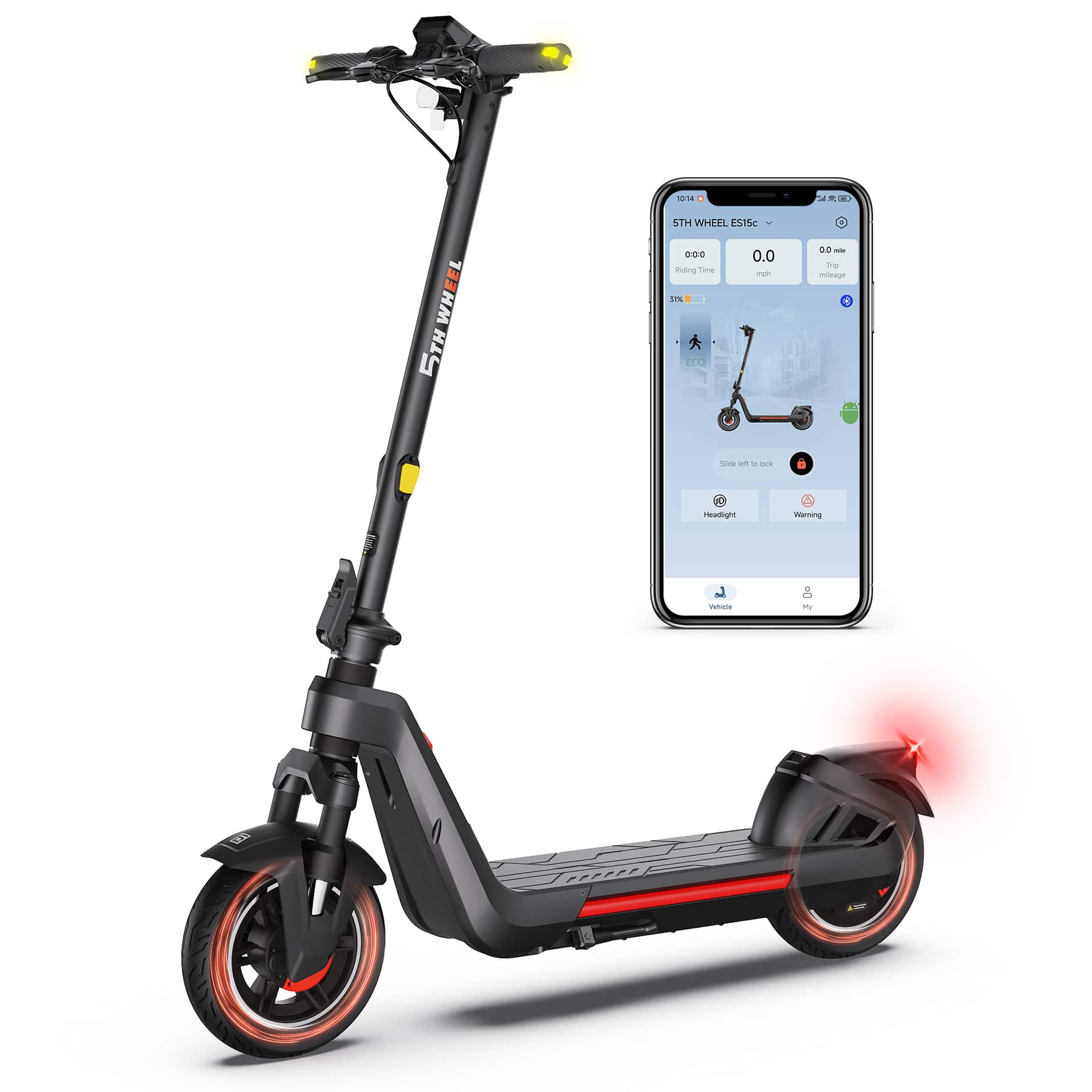 5th Wheel - G11PRO Performance Electric Scooter w/ 40 mi Max Operating Range & 20 mph Max Speed - Black