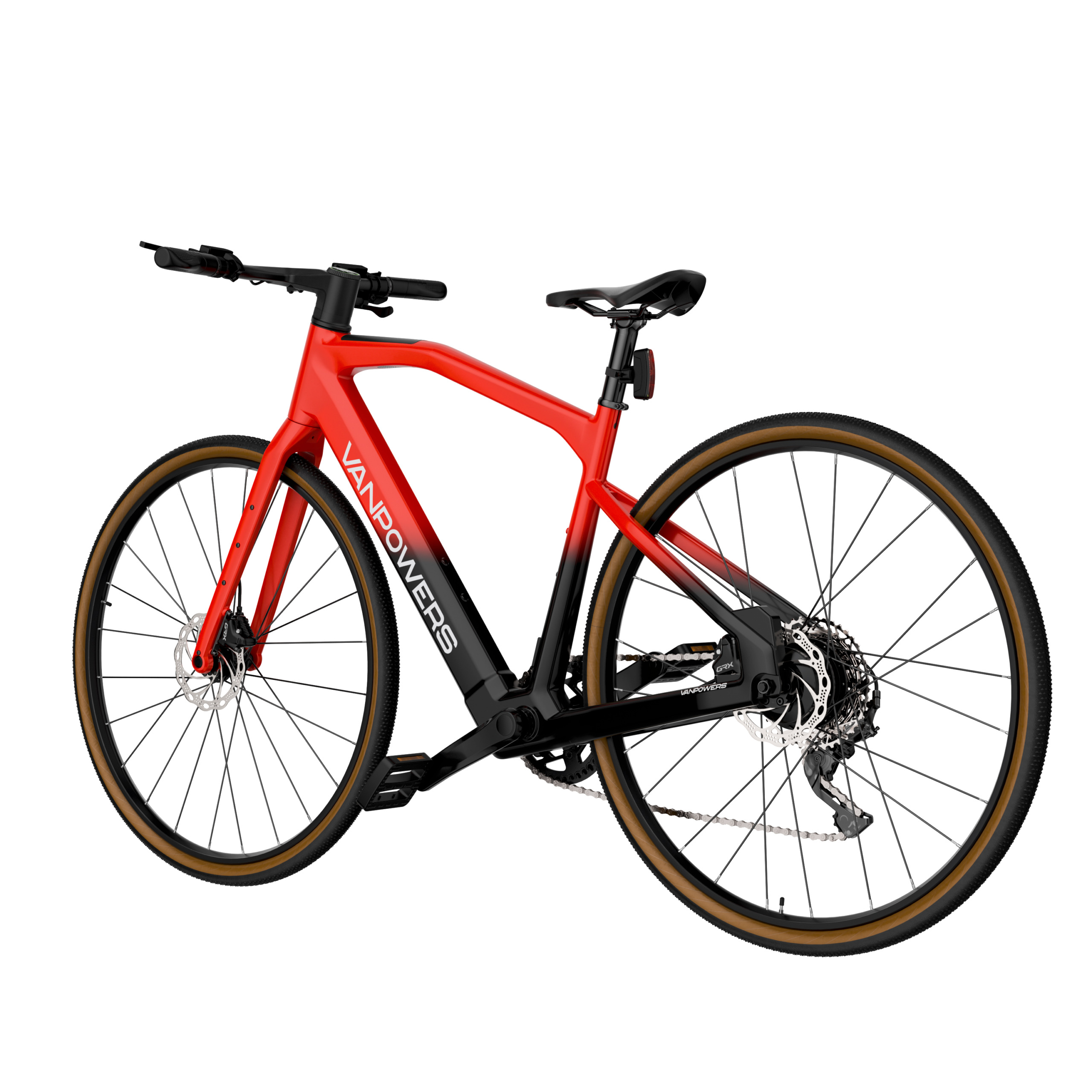 Vanpowers - UrbanCross Pro Lightweight 350W Hub-Motor Gravel E-Bike - Lava Red and Coke Black