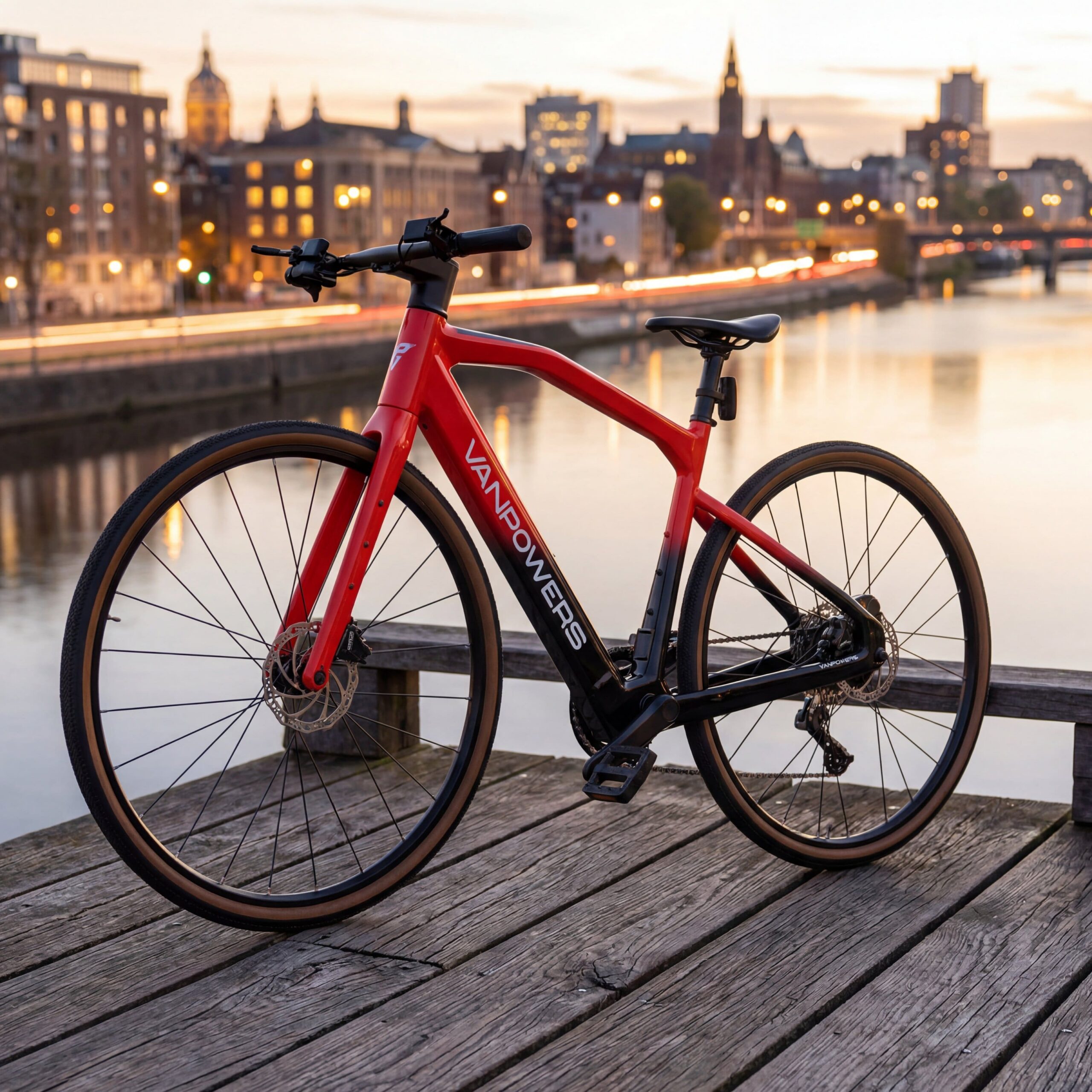 Vanpowers - UrbanCross Pro Lightweight 350W Hub-Motor Gravel E-Bike - Lava Red and Coke Black - Image 5