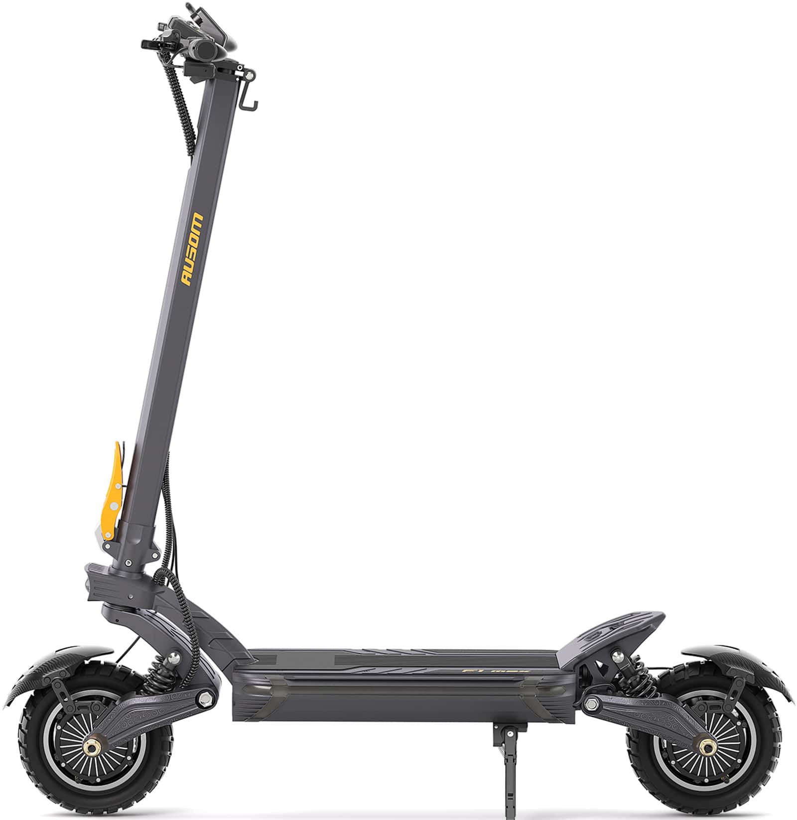 Ausom - F1 Max Foldable Electric Scooter w/ 62 mi Max Operating Range & 20 mph Max Speed, Dual 1400W Motors, 330 lbs Max Load - Gray/Yellow