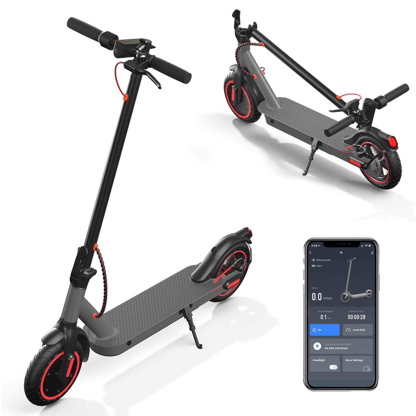 KERDOM - Aluminum Frame Foldable Electric Scooter 23 lbs for Teen Adult, 12 Miles Range Commute Scooter, Dual Braking LED Display - Black
