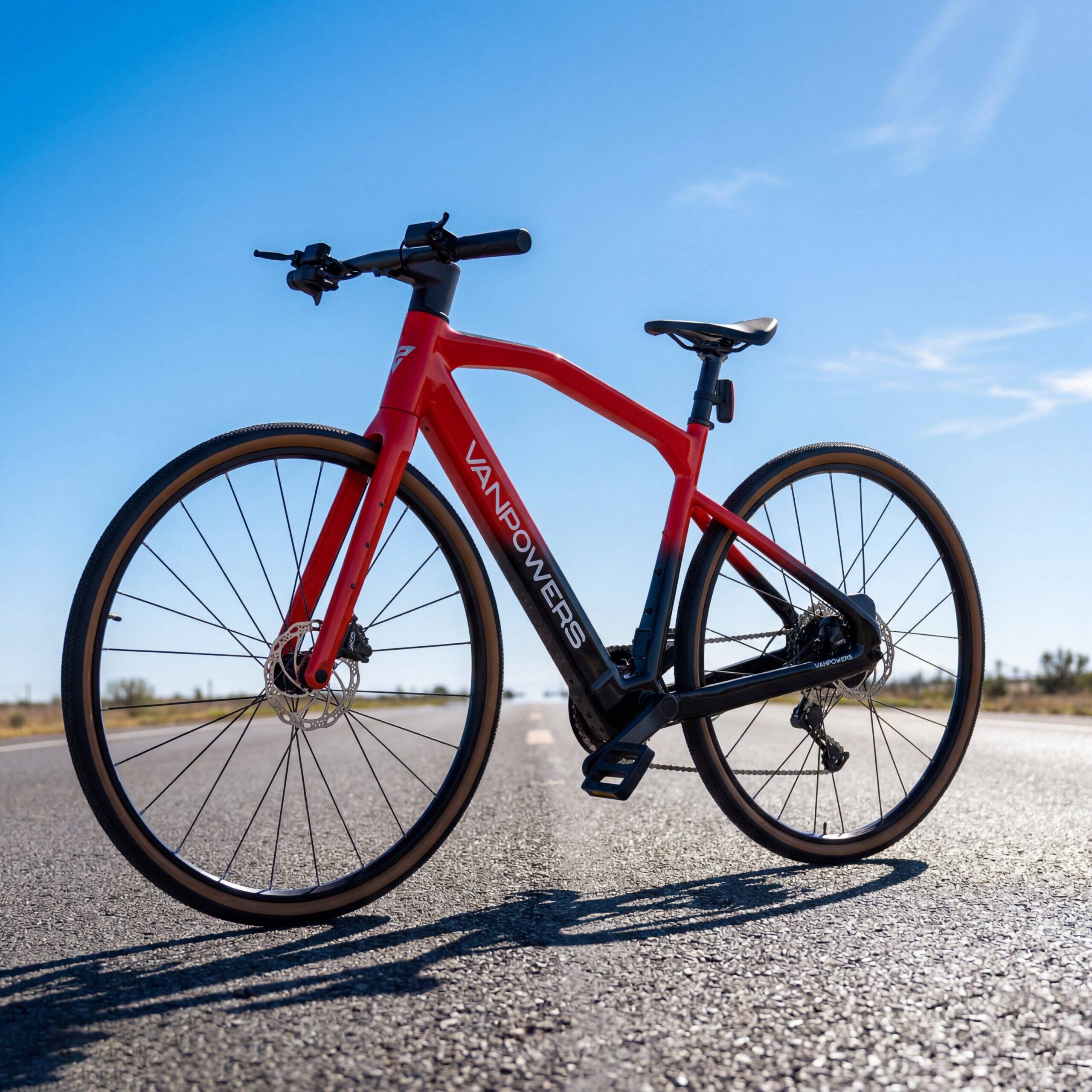 Vanpowers - UrbanCross Pro Lightweight 350W Hub-Motor Gravel E-Bike - Lava Red and Coke Black - Image 4