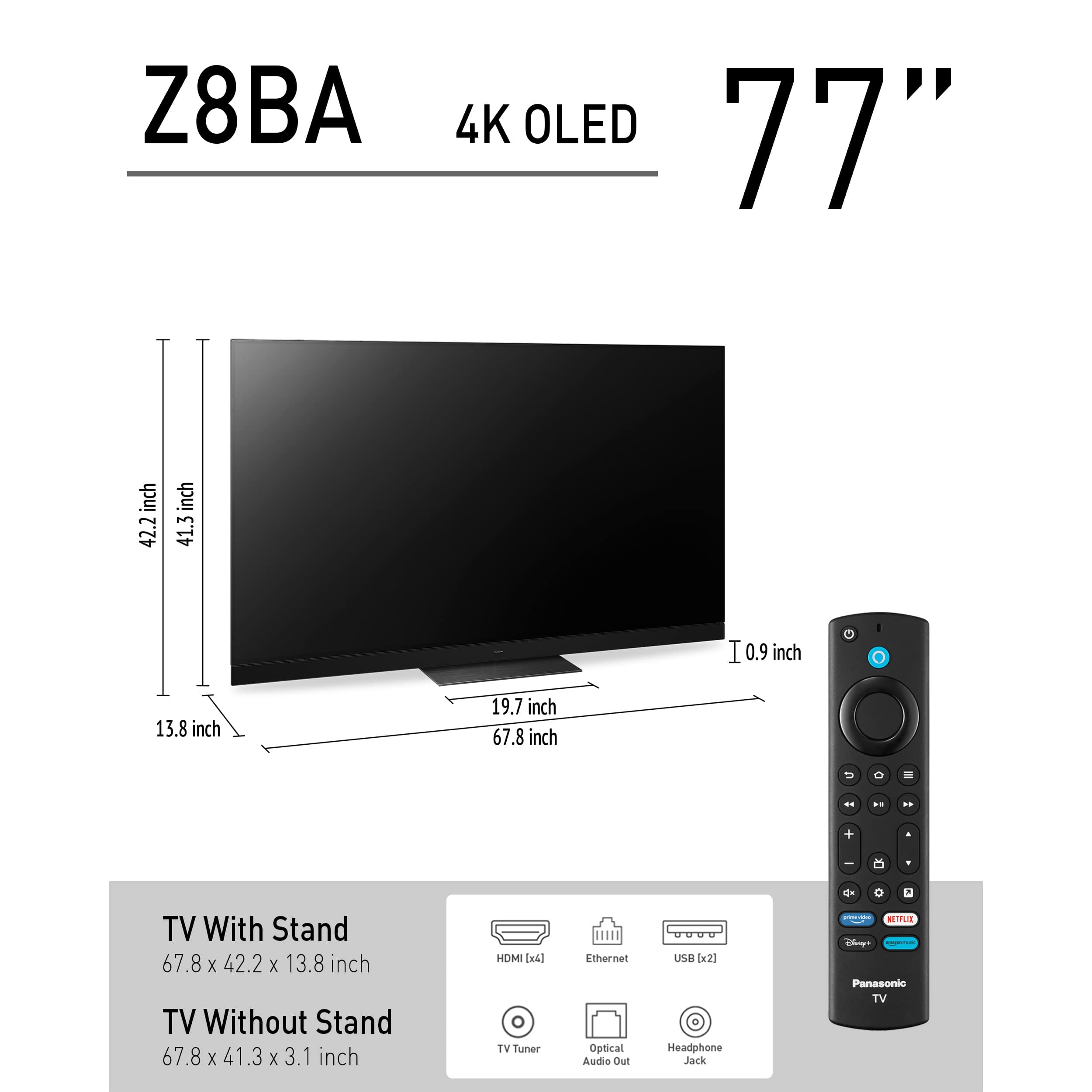 Panasonic - 77" Z8BAP OLED 4K Smart, Fire TV, 144Hz HDR10+, One Box Cinema - Image 2