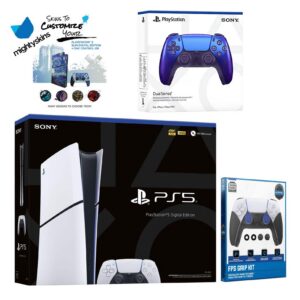 Playstation 5 Slim Digital with Extra Controller, FPS Grip Kit and MightySkins Decal Voucher + 1 - PlayStation 5