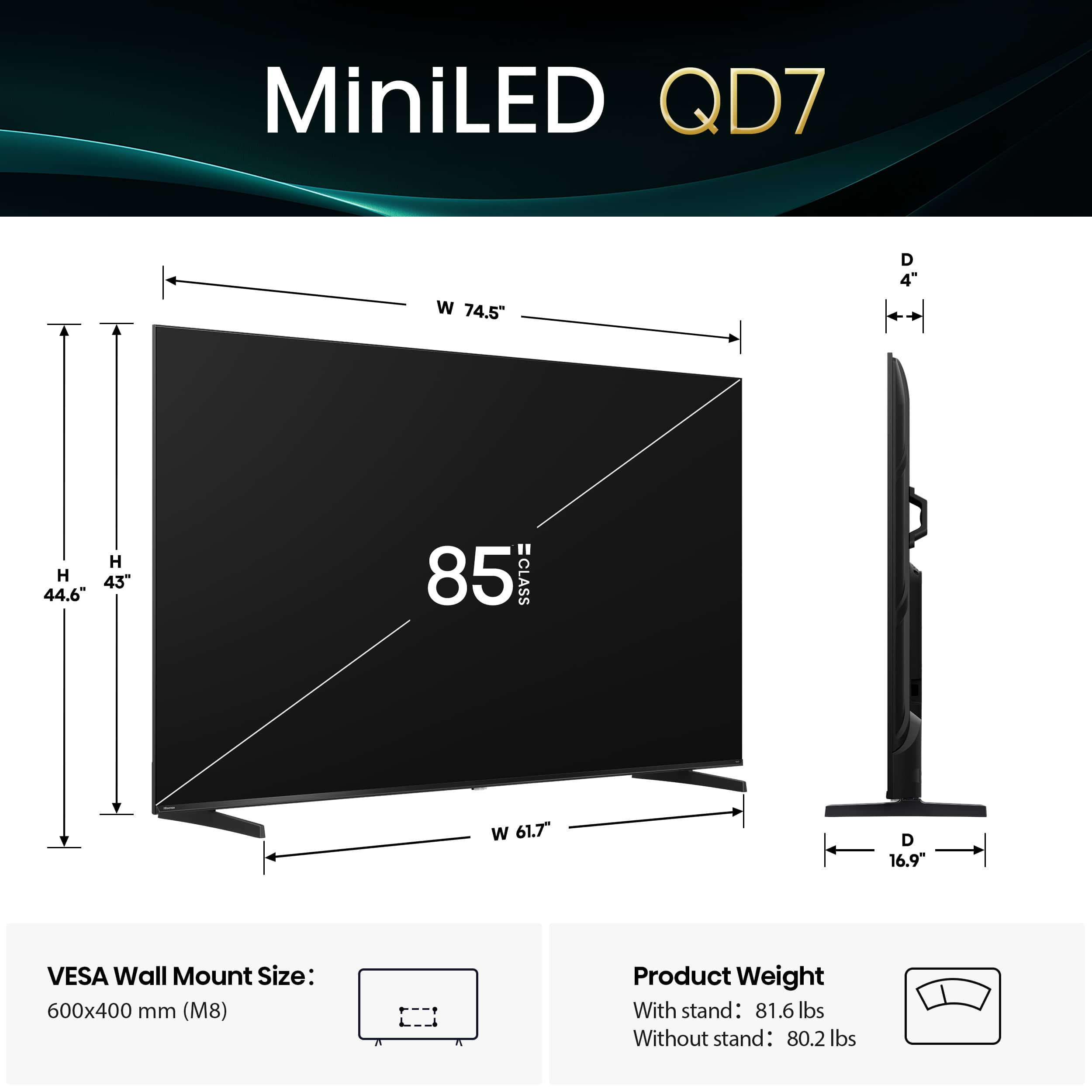 Hisense - 85" Class QD7 Series MiniLED QLED 4K UHD HDR Smart Fire TV (2025) - Image 4