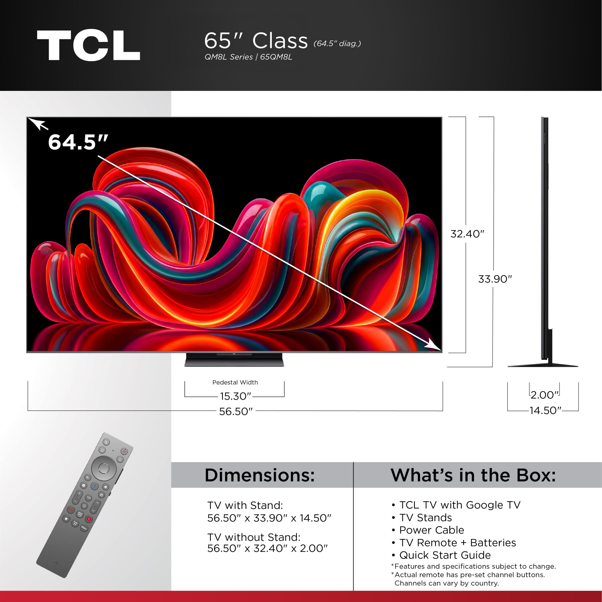 TCL - 65" Class QM8L Series 4K UHD HDR SQD-Mini LED Smart TV with Google TV (2026) - Image 2