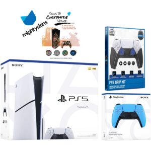 PlayStation 5 Slim Disc with Extra Controller, FPS Grip Kit and MightySkins Decal Voucher - PlayStation 5