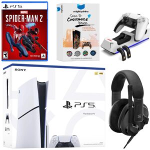 PlayStation 5 Slim Disc Bundle with Spider-Man 2, EPOS Headset, Charging Dock and MightySkins Code - PlayStation 5