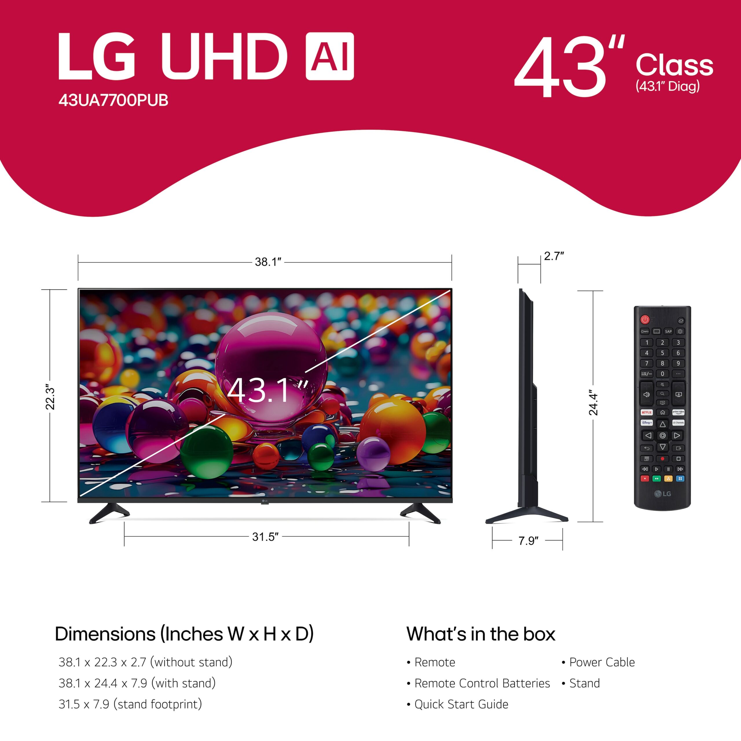 LG - 43” Class UA77 Series LED AI 4K UHD Smart webOS TV (2025) - Image 5