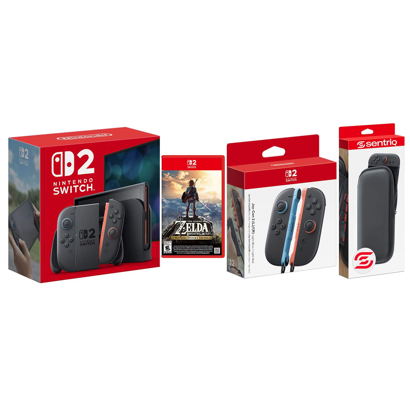 Switch 2 Console with Zelda Breath of the Wild, Extra Joy-Cons Bundle and Protective Case - Nintendo Switch 2