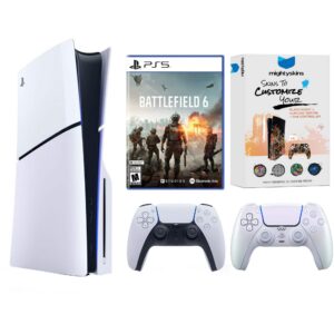 PlayStation 5 Slim Disc Bundle with Battlefield 6, MightySkins Code and Extra Controller - PlayStation 5