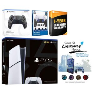 Playstation 5 Slim Digital with Extra Controller, FPS Grip Kit and MightySkins Decal Voucher + 1 Year - PlayStation 5