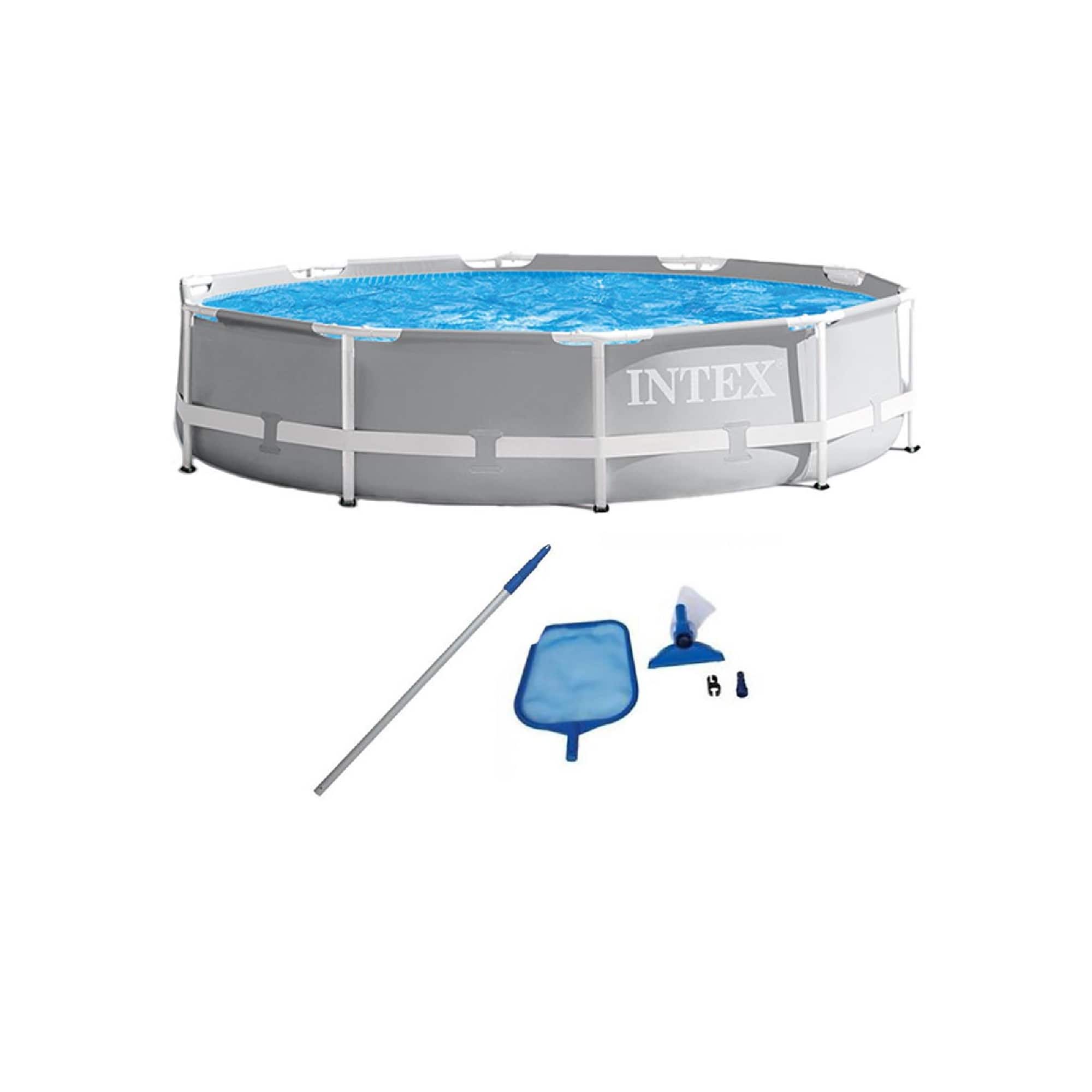 Intex - 10' x 30" Prism Frame Above Ground Swimming Pool and Maintenance Kit