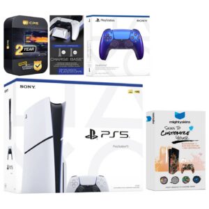 Playstation 5 Slim Disc with Extra Controller, Charging Dock and MightySkins Decal Voucher + 2 Year - PlayStation 5