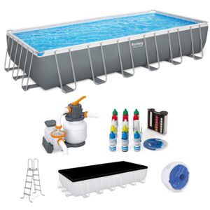 Bestway - 24ft x 12ft x 52in Rectangular Frame Family Swimming Pool & Test Kit