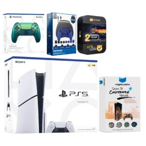 Playstation 5 Slim Disc with Extra Controller, Gamer Starter Kit and MightySkins Decal Voucher + 2 - PlayStation 5