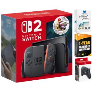 Switch 2 Mario Kart World Bundle with Pro Controller, MightySkins Code and 1 CPS Year Extended Warranty - Nintendo Switch 2