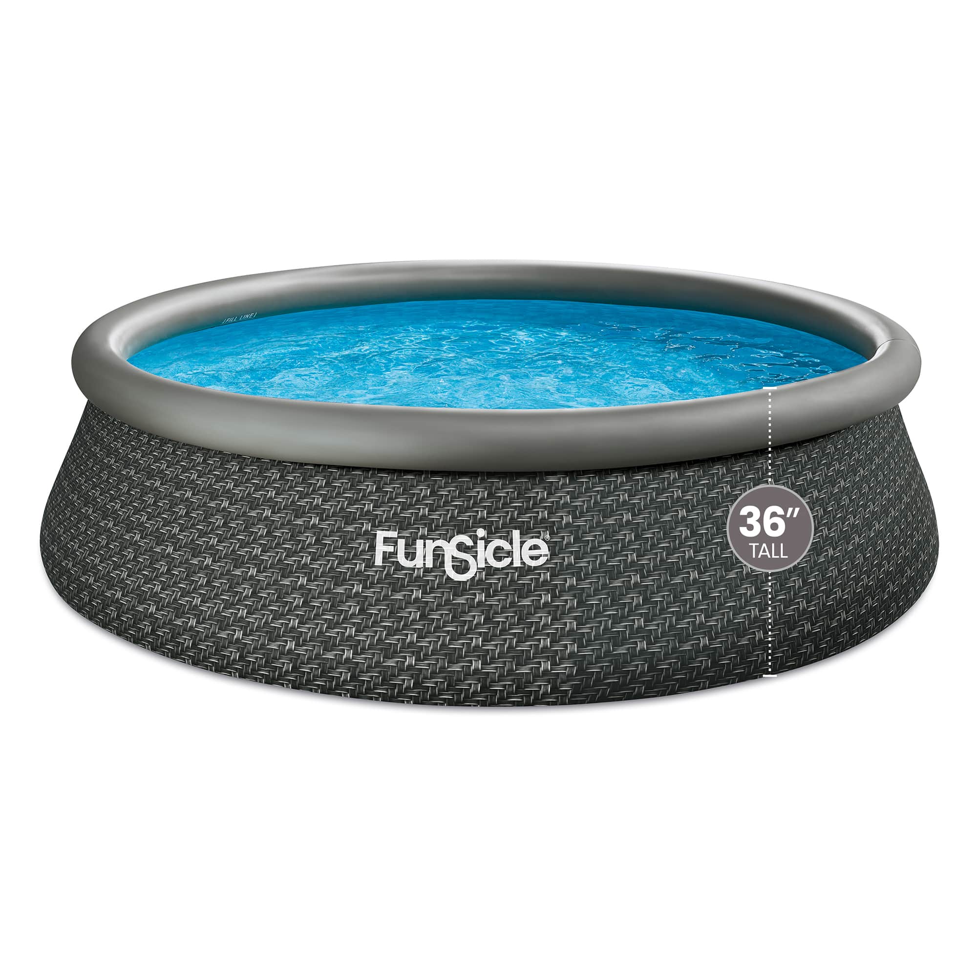 Funsicle - 12' x 36" QuickSet Inflatable Ring Top Outdoor Above Ground Pool w/Pump - Brown