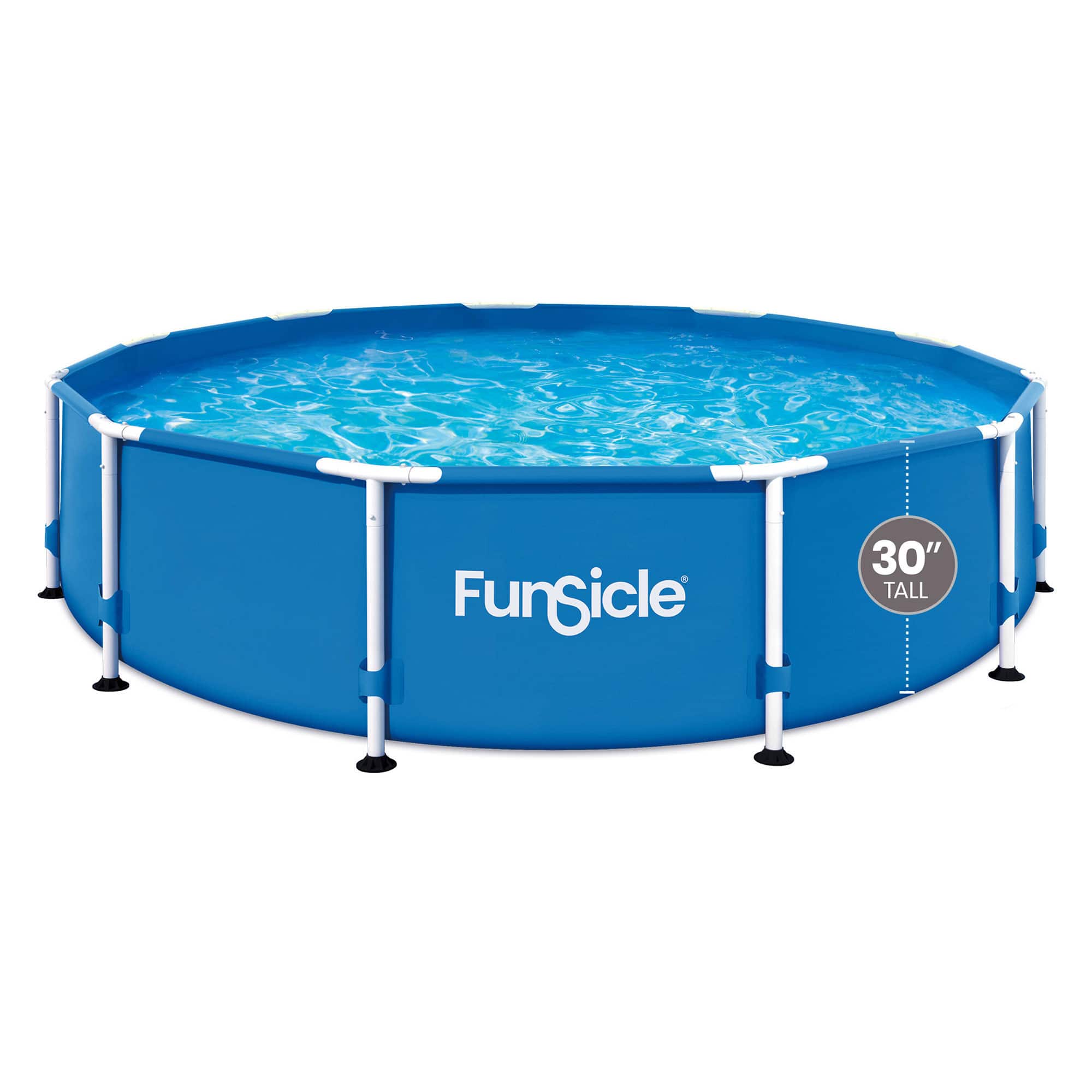 Funsicle - 12' x 30" Outdoor Activity Round Frame Pool with 12' Debris Cover, Blue - Blue/Gray - Image 3