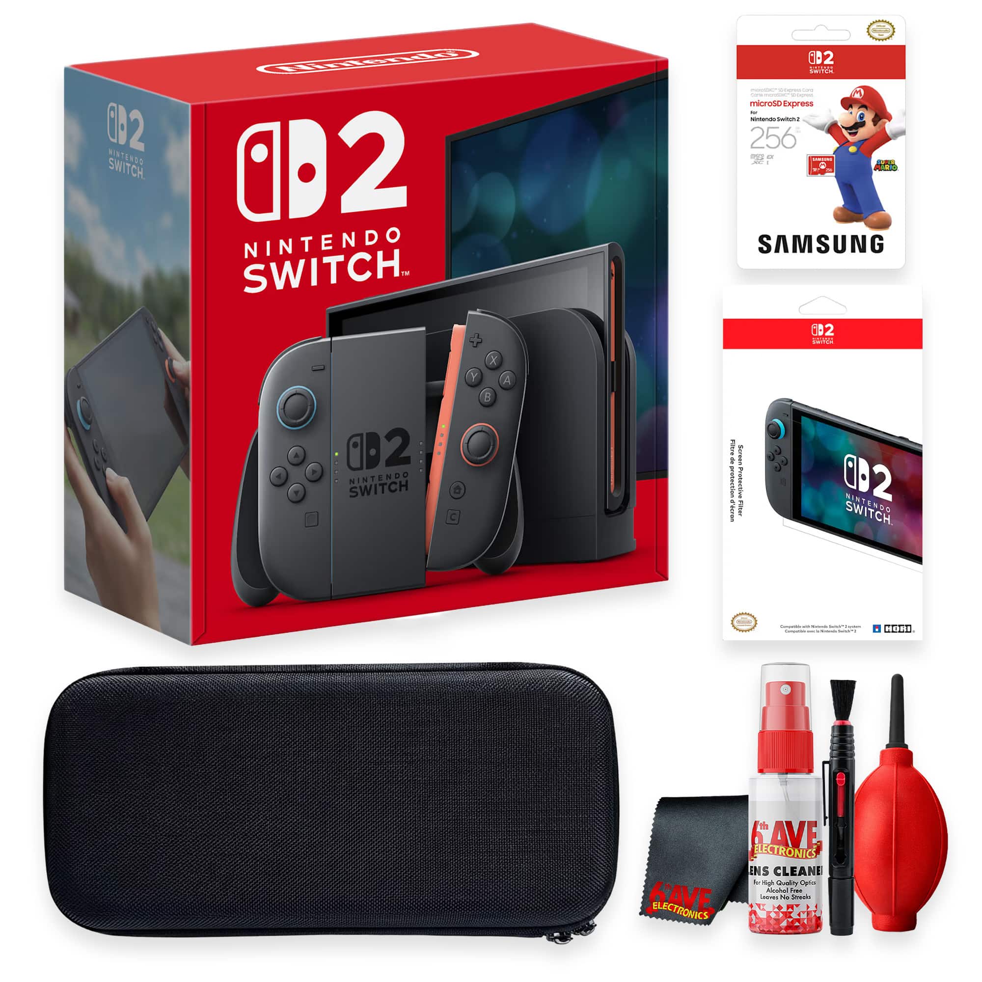 Switch 2 Video Game System Bundle With HORI Screen Protective Filter + Samsung microSD Express Card – 256GB for - Nintendo Switch 2