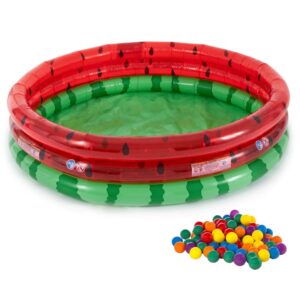 Intex - Inflatable Kiddie Watermelon Pool with Multi-Colored Fun Ballz, 100 Pack - Multi-color