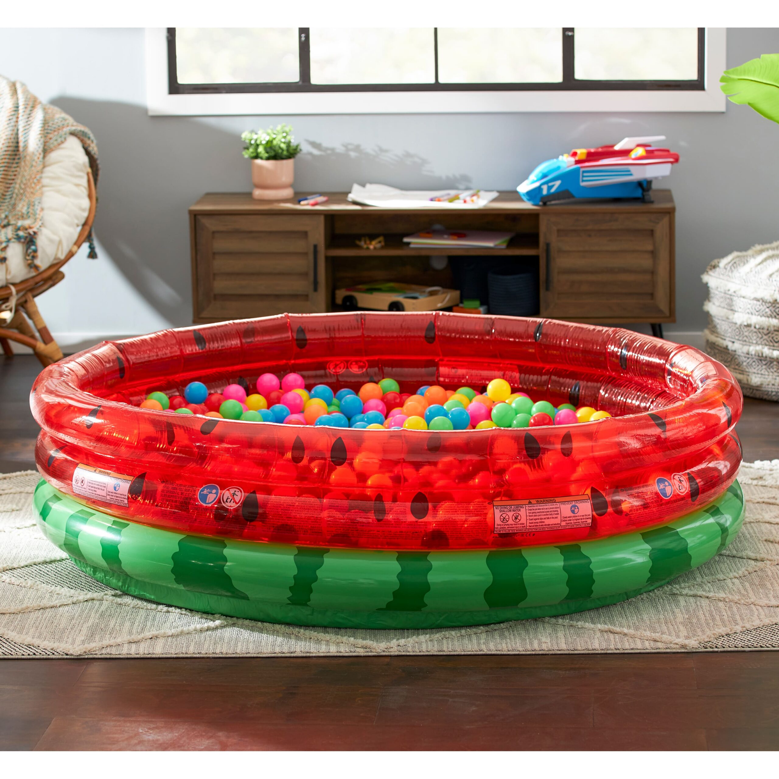 Intex - Inflatable Kiddie Watermelon Pool with Multi-Colored Fun Ballz, 100 Pack - Multi-color - Image 5
