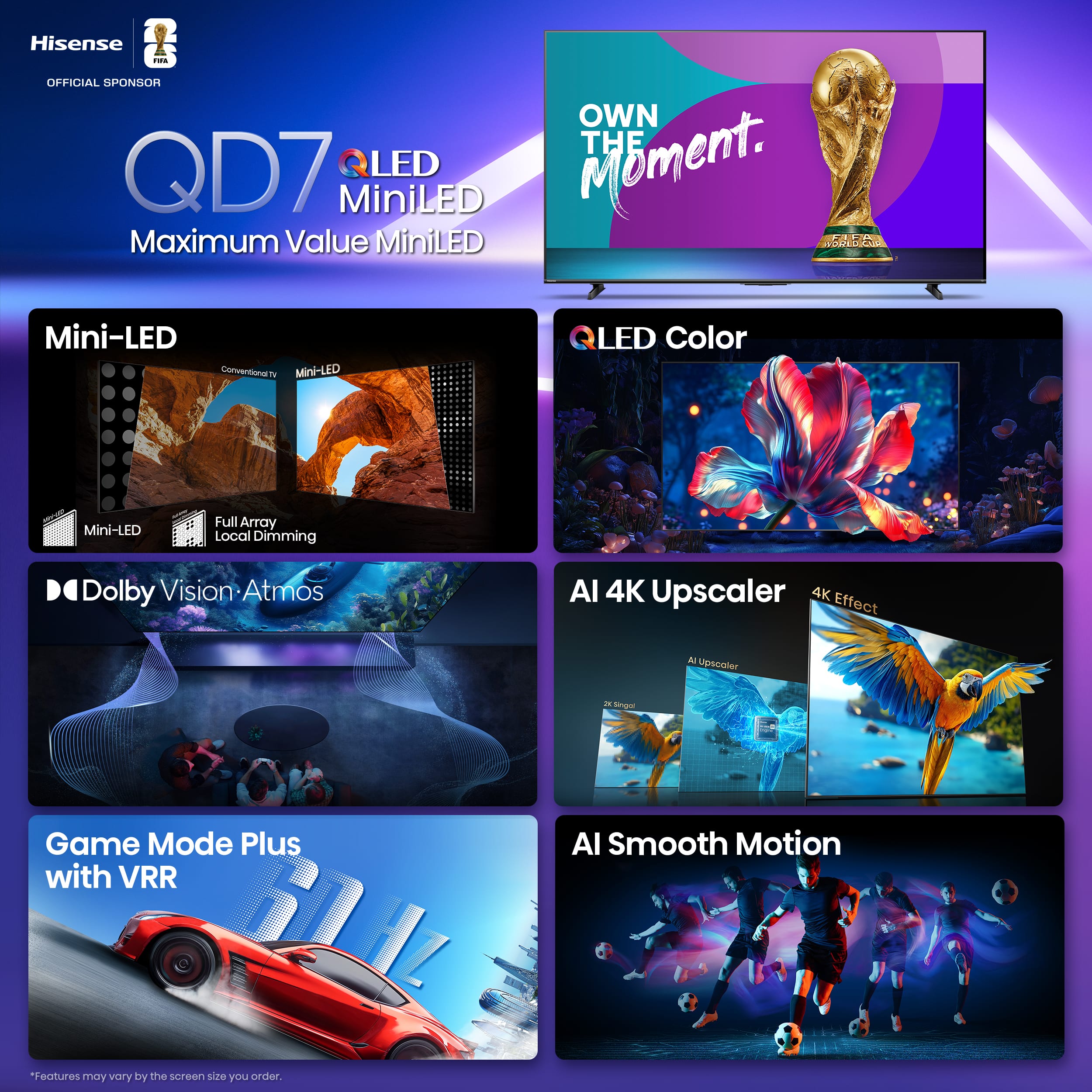 Hisense - 65" Class QD7 Series MiniLED QLED 4K UHD HDR Smart Fire TV (2025) - Image 2