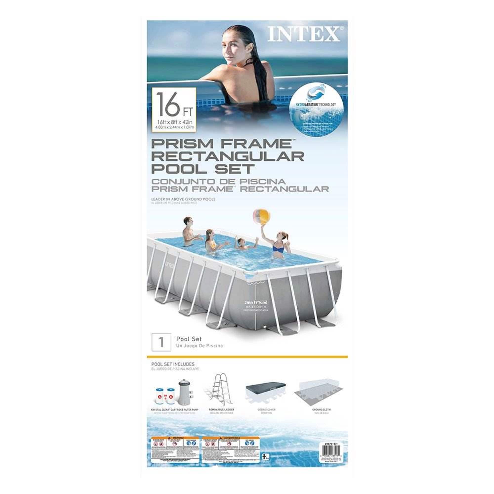 Intex - 16' x 42" Prism Frame Rectangular Above Ground Swimming Pool Set w/ Canopy - Image 5