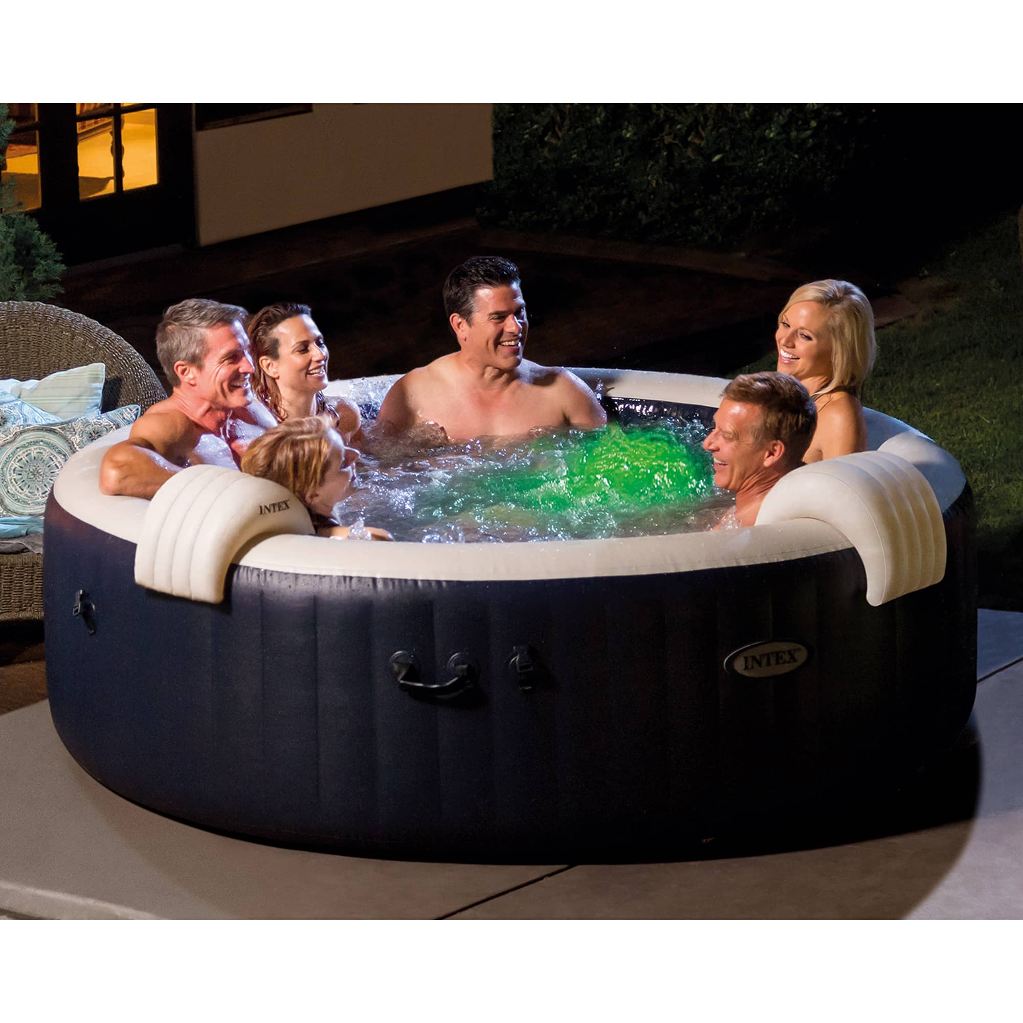 Intex - PureSpa Plus Portable Inflatable Hot Tub Jet Spa w/ 6 Filter Cartridges - Blue - Image 4