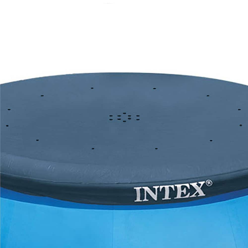 Intex - Inflatable Kid Swimming Pool and Filter Cartridge Bundled with Vinyl Round Cover - Blue
