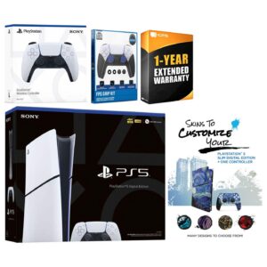 Playstation 5 Slim Digital with Extra Controller, FPS Grip Kit and MightySkins Decal Voucher + 1 Year CPS - PlayStation 5