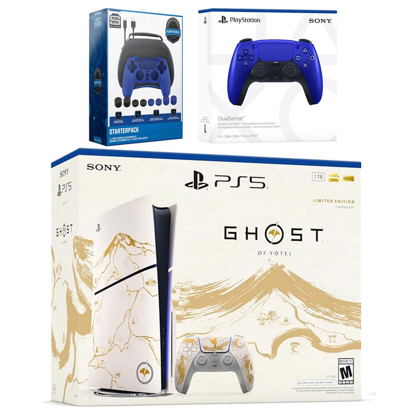 PlayStation 5 Ghost of Yotei Disc Bundle + Extra Controller, Accessory Kit - PlayStation 5