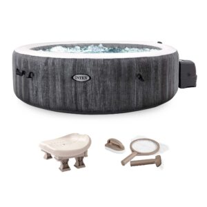 Intex - PureSpa Plus Inflatable Hot Tub, Maintenance Accessories & Inflatable Seat - Gray