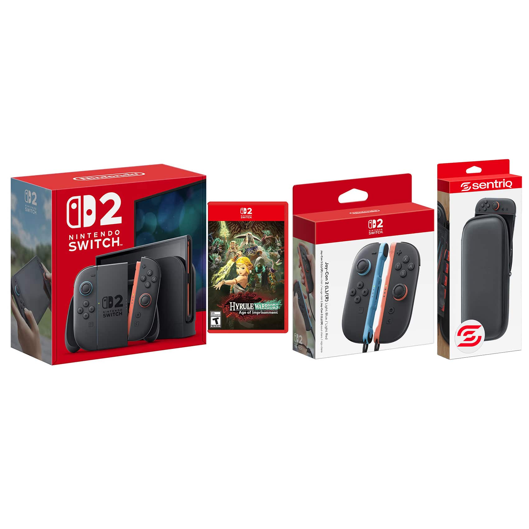 Switch 2 Console with Hyrule Warriors Age of Imprisonment, Extra Joy-Cons and Protective Case Bundle - Nintendo Switch 2