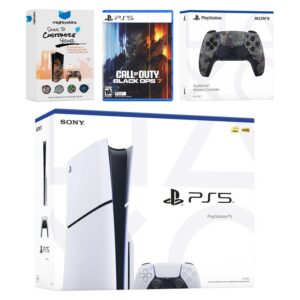 PlayStation 5 Slim Disc Bundle with Call of Duty Black Ops 7 Game, MightySkins Code and Extra Controller - Gray - PlayStation 5