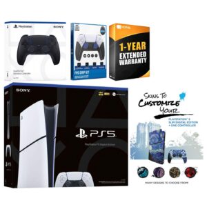 Playstation 5 Slim Digital with Extra Controller, FPS Grip Kit and MightySkins Decal Voucher + 1 - PlayStation 5