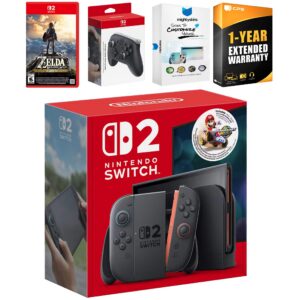 Switch 2 + Mario Kart World Bundle with Zelda Breath of the Wild, Pro Controller, MightySkins Code and 1 CPS - Nintendo Switch 2