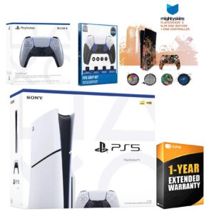 Playstation 5 Slim Disc with Extra Controller, FPS Grip Kit and MightySkins Decal Voucher + 1 Year - PlayStation 5